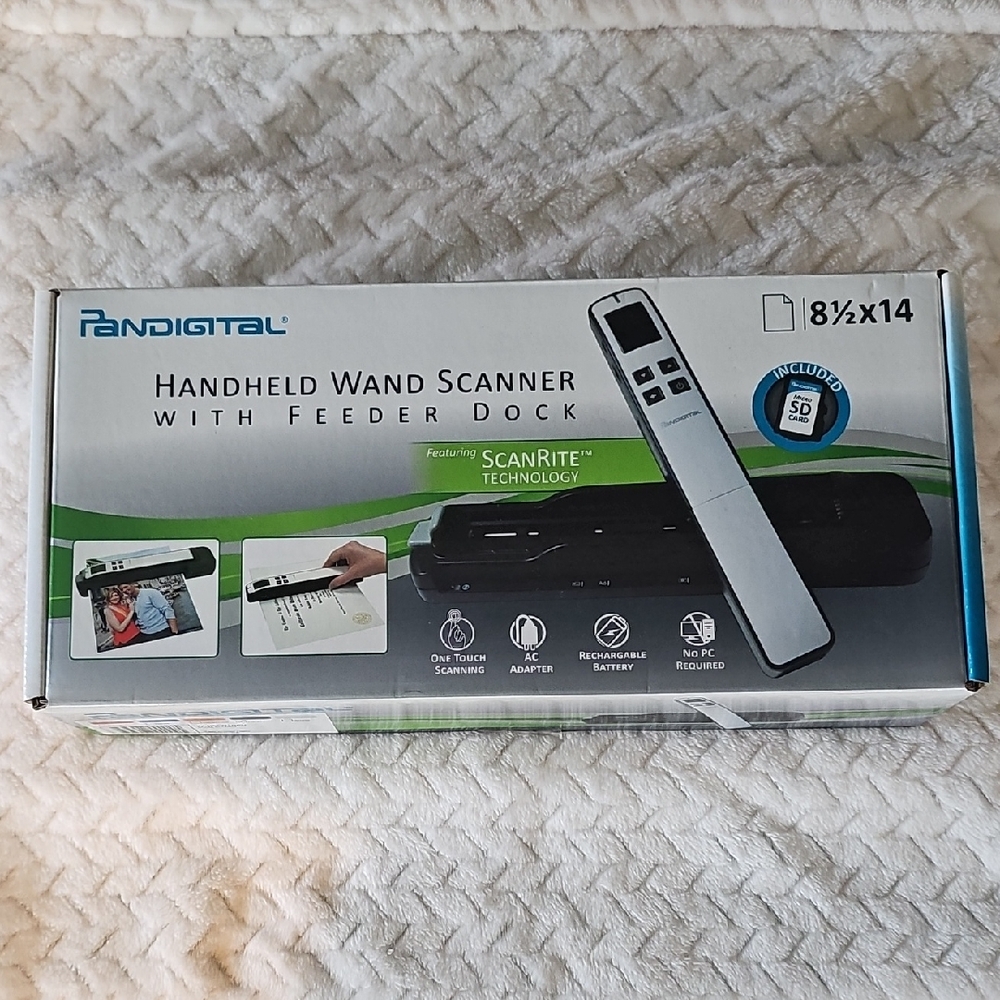 Pandigital Handheld Wand Scanner with Feeder Dock - Black and White